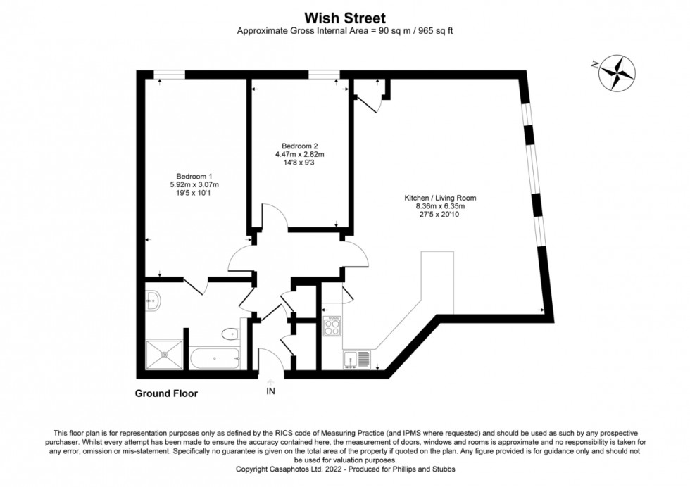 Floorplan for Flat 1, 23a Wish Street