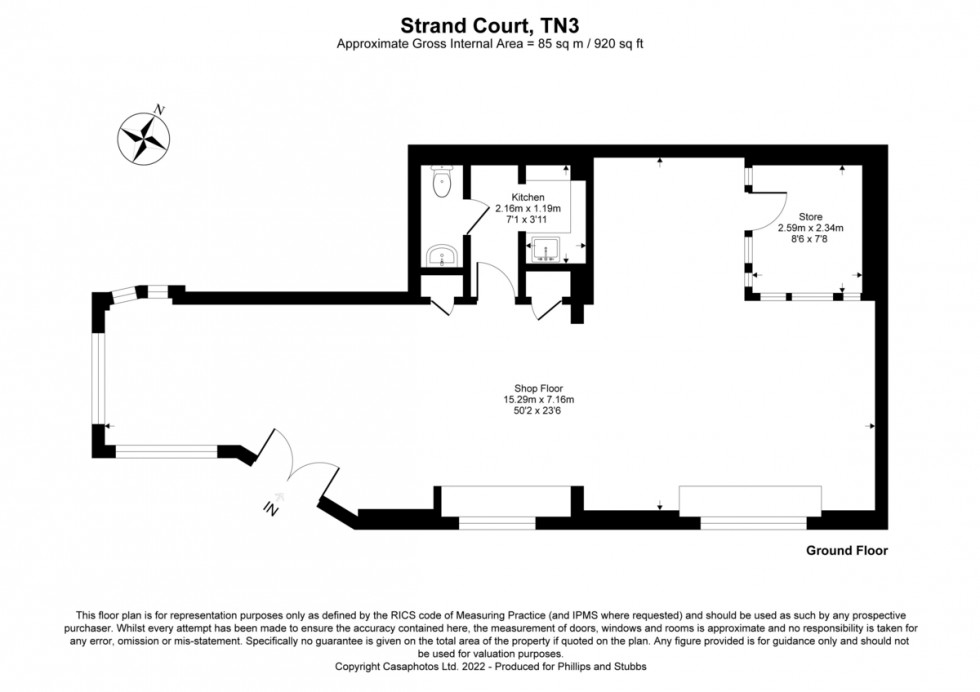 Floorplan for Shop Unit, Strand Quay, Rye, East Sussex TN31 7AY