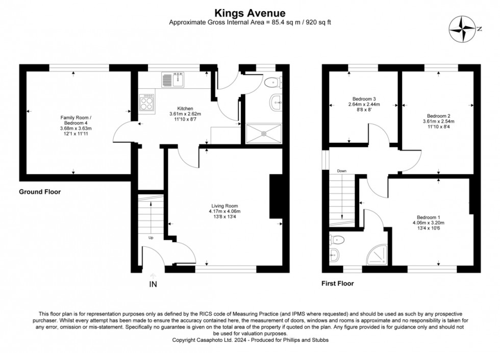 Floorplan for Kings Avenue, Rye, East Sussex TN31 7LX